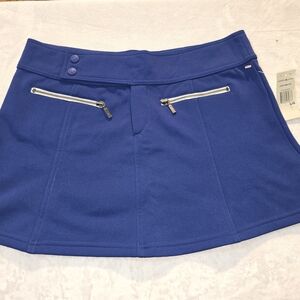 Blue Mini Skirt with Zipper Pockets